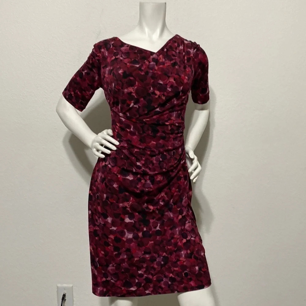 Connected Apparel Multicolor Ruched Dress Size 4